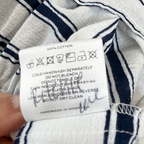 Faithfull the Brand White Navy Striped Off the Shoulder Mini Dress SZ 2 Coastal - Picture 12 of 12